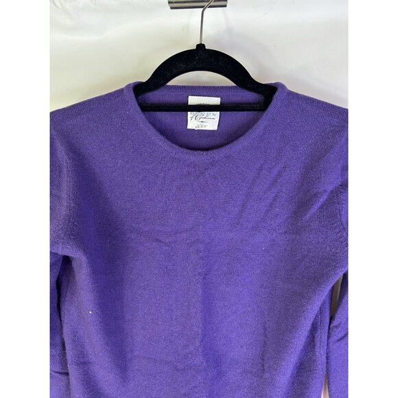 Queen of Cashmere Monogram Soft Cashmere Crewneck Sweater Purple Womens Small - Picture 2 of 8
